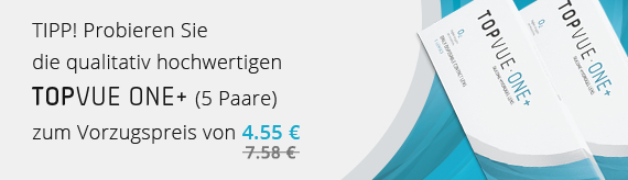 TIPP! Probieren Sie die qualitativ hochwertigen TopVue One+ Kontaktlinsen (5 Paare) zum Vorzugspreis von 4.55 €