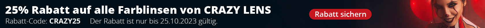 25% Rabatt auf alle Farblinsen von CRAZY LENS