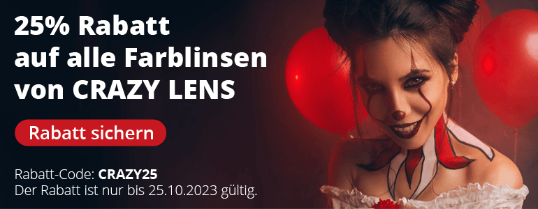 25% Rabatt auf alle Farblinsen von CRAZY LENS