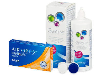 Air Optix Night and Day Aqua (6 Linsen) + Gelone 360 ml - Spar-Set