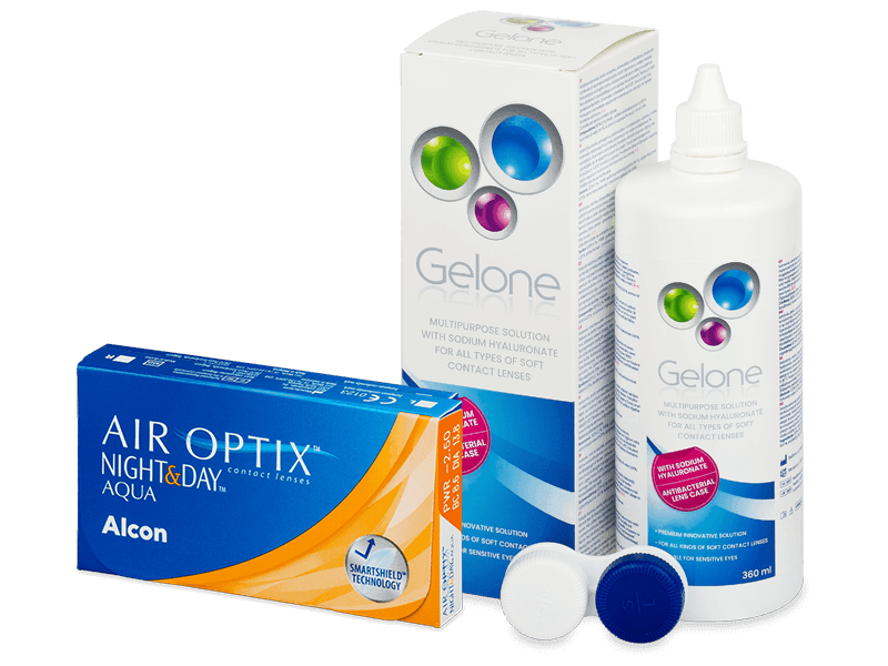 Air Optix Night and Day Aqua (6 Linsen) + Gelone 360 ml - Spar-Set