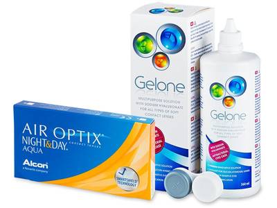 Air Optix Night and Day Aqua (6 Linsen) + Gelone 360ml - Spar-Set