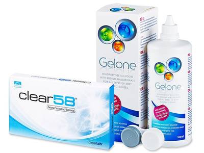 Clear 58 (6 Linsen) + Gelone 360 ml - Älteres Design