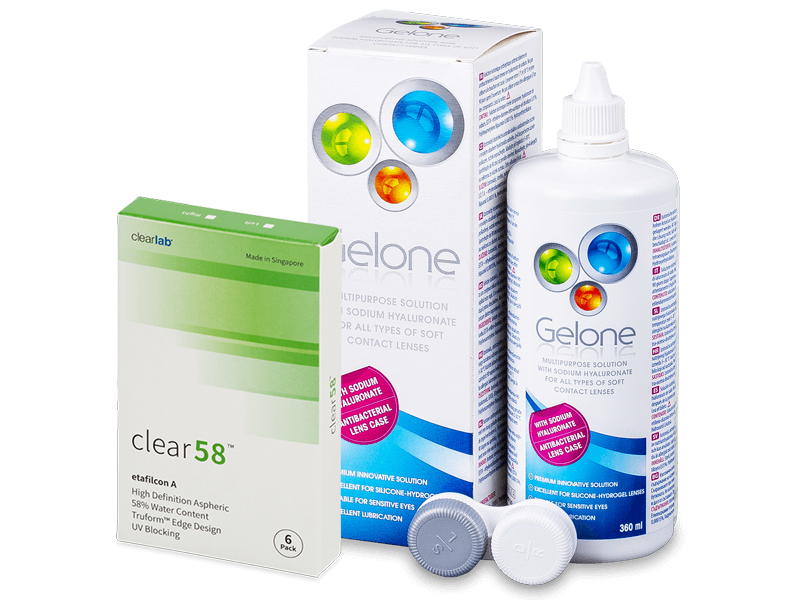 Clear 58 (6 Linsen) + Gelone 360 ml - Spar-Set