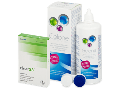Clear 58 (6 Linsen) + Gelone 360 ml