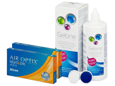Air Optix Night and Day Aqua (2x3 Linsen) + Gelone 360 ml - Spar-Set