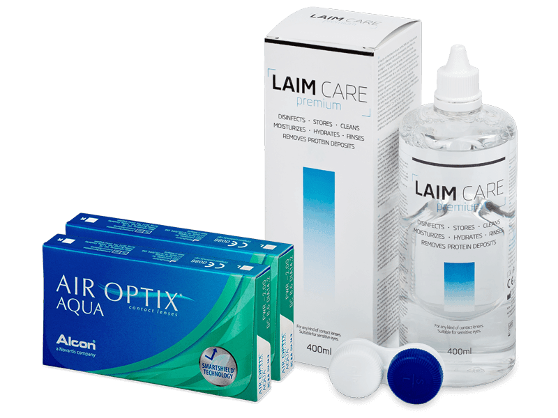 Air Optix Aqua (2x 3 Linsen) + Laim Care 400 ml - Spar-Set