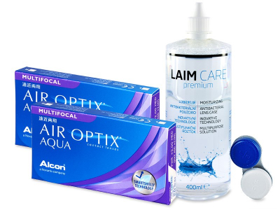 Air Optix Aqua Multifocal (2x 3 Linsen) + Laim Care 400 ml - Älteres Design