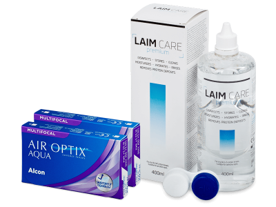 Air Optix Aqua Multifocal (2x 3 Linsen) + Laim Care 400 ml - Spar-Set