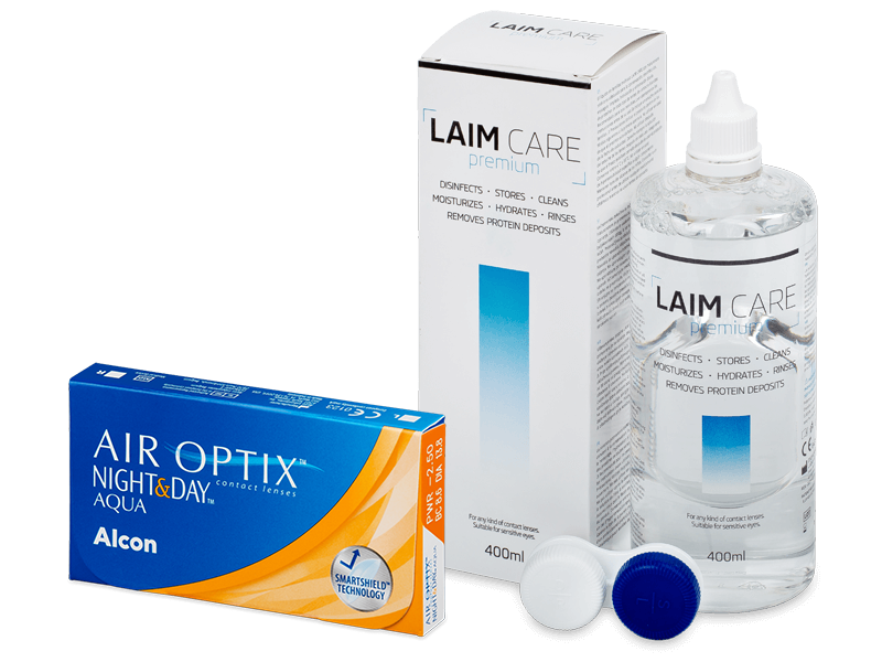Air Optix Night and Day Aqua (6 Linsen) + Laim Care 400 ml - Spar-Set