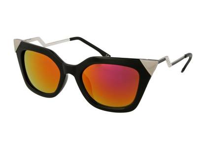 Damen Sonnenbrille Alensa Cat Eye Shiny Black Mirror 