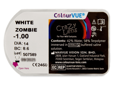 ColourVUE Crazy Lens - White Zombie - mit Stärke (2 Linsen) - Blister Vorschau