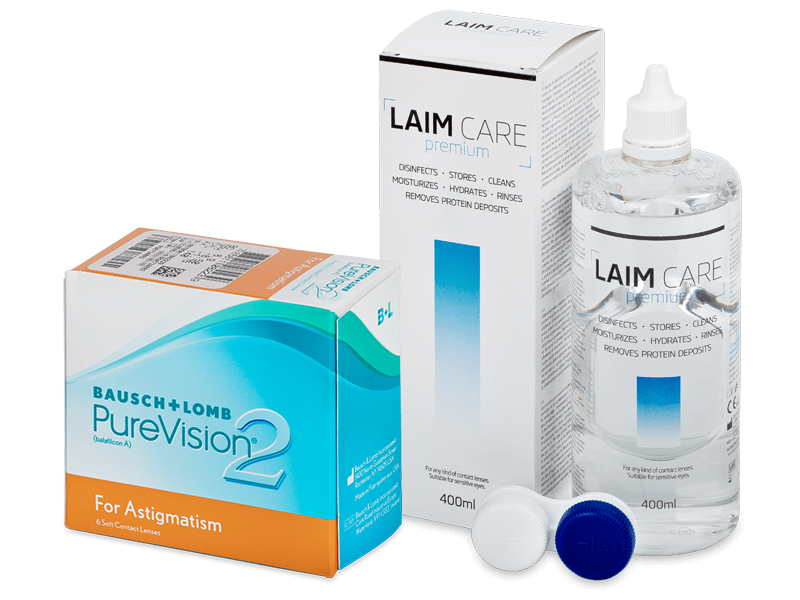PureVision 2 for Astigmatism (6 Linsen) + Laim Care 400 ml - Spar-Set