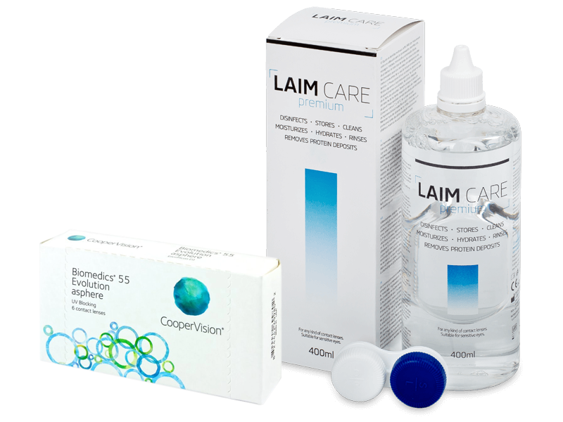 Biomedics 55 Evolution (6 Linsen) +  Laim-Care 400 ml - Spar-Set