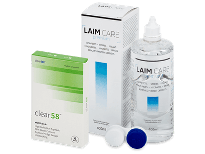 Clear 58 (6 Linsen) + Laim Care 400 ml