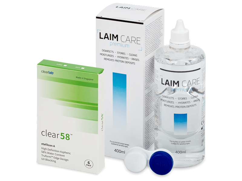 Clear 58 (6 Linsen) +  Laim-Care 400 ml - Spar-Set