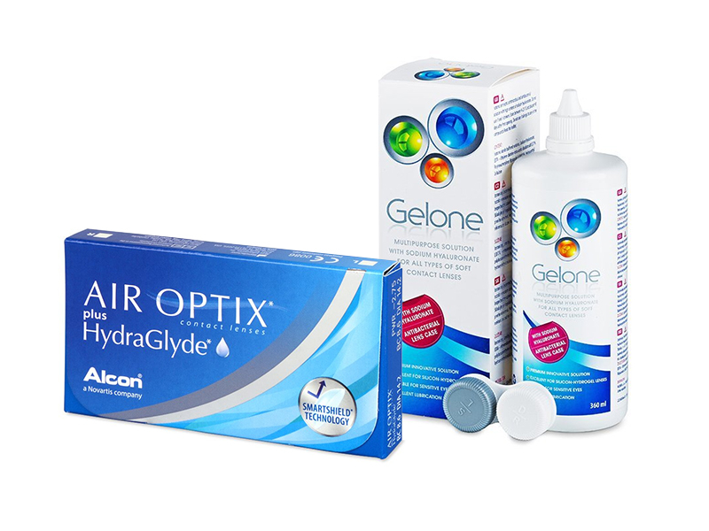 Air Optix plus HydraGlyde (3 Linsen) + Gelone 360 ml