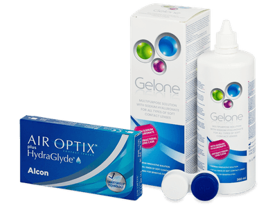 Air Optix plus HydraGlyde (3 Linsen) + Gelone 360 ml