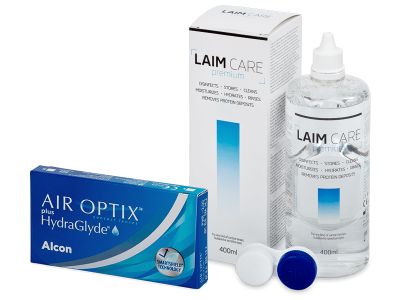Air Optix plus HydraGlyde (3 Linsen) + Laim Care 400 ml
