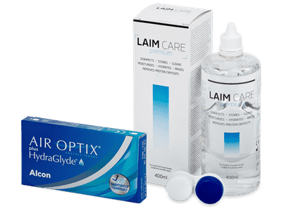 Air Optix plus HydraGlyde (3 Linsen) + Laim Care 400 ml