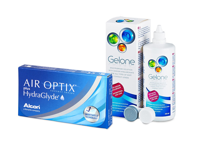 Air Optix plus HydraGlyde (6 Linsen) + Gelone 360 ml