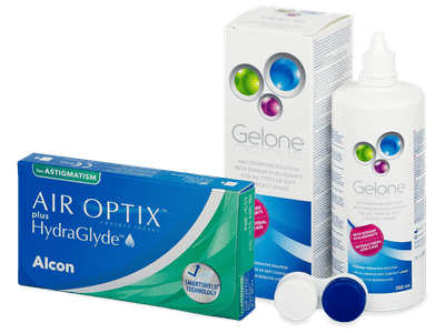 Air Optix plus HydraGlyde for Astigmatism (3 Linsen) + Gelone 360 ml