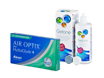Air Optix plus HydraGlyde for Astigmatism (3 Linsen) + Gelone 360 ml