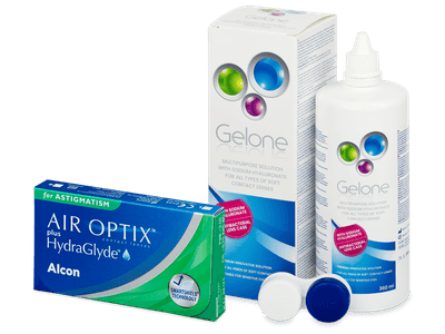Air Optix plus HydraGlyde for Astigmatism (3 Linsen) + Gelone 360 ml - Spar-Set