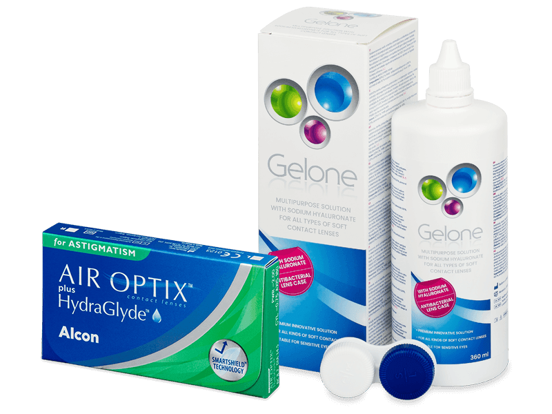 Air Optix plus HydraGlyde for Astigmatism (3 Linsen) + Gelone 360 ml - Spar-Set