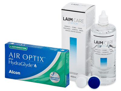 Air Optix plus HydraGlyde for Astigmatism (3 Linsen) + Laim Care 400 ml
