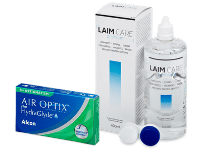 Air Optix plus HydraGlyde for Astigmatism (3 Linsen) + Laim Care 400 ml