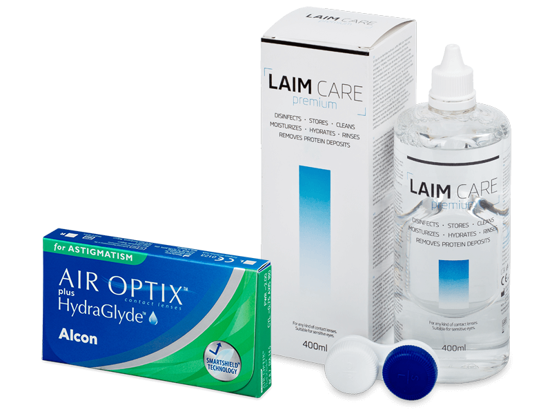 Air Optix plus HydraGlyde for Astigmatism (3 Linsen) + Laim Care 400 ml - Spar-Set