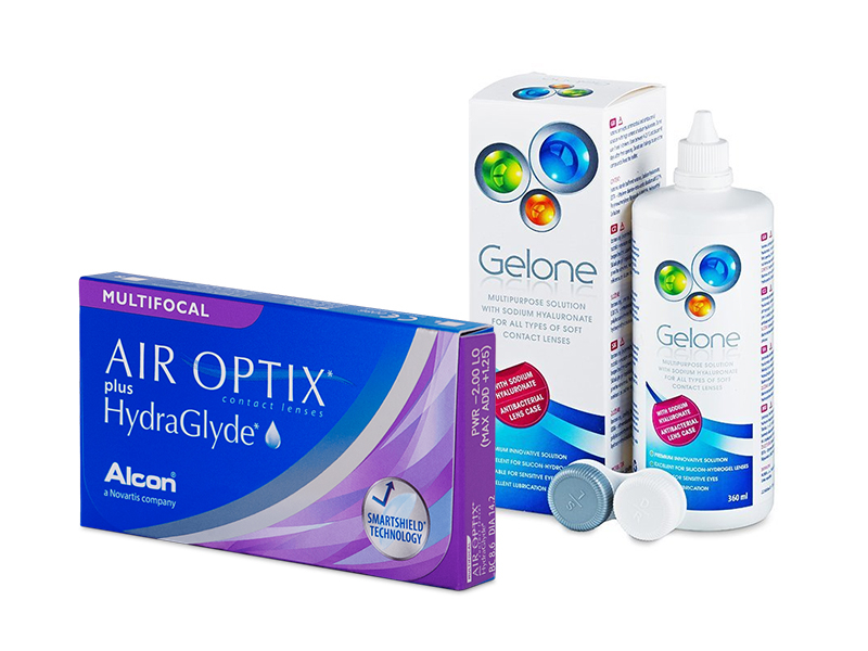Air Optix plus HydraGlyde Multifocal (3 Linsen) + Gelone 360 ml
