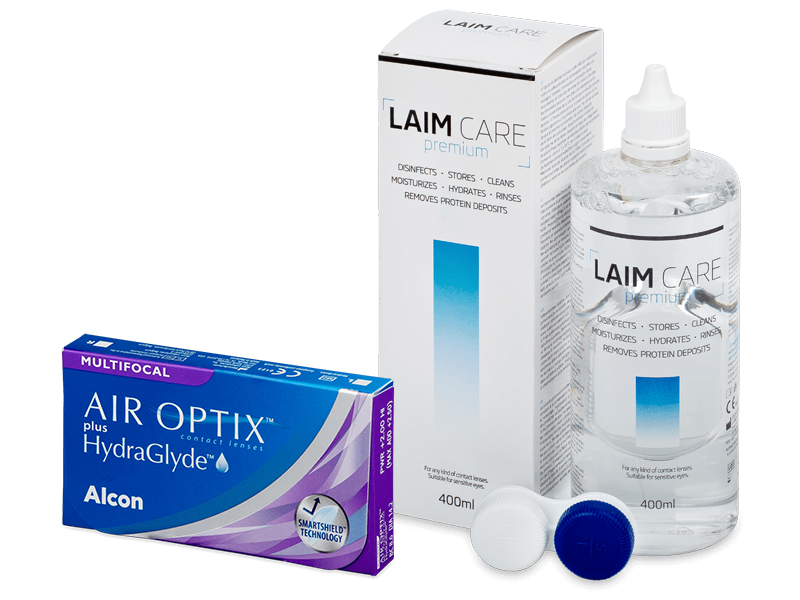 Air Optix plus HydraGlyde Multifocal (3 Linsen) + Laim-Care 400 ml - Spar-Set