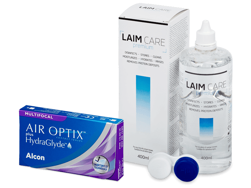 Air Optix plus HydraGlyde Multifocal (6 Linsen) + Laim Care 400 ml - Spar-Set