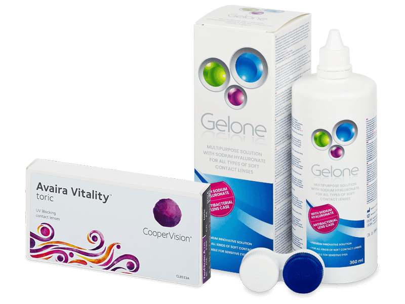 Avaira Vitality Toric (3 Linsen) + Gelone 360 ml - Spar-Set