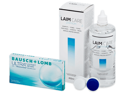 Bausch + Lomb ULTRA (3 Linsen) + Laim Care 400 ml