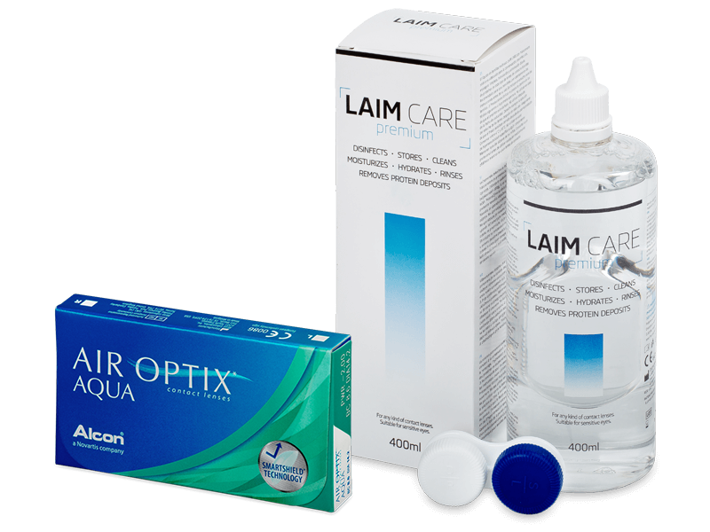 Air Optix Aqua (6 Linsen) + Laim Care 400 ml - Spar-Set