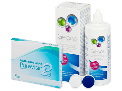 PureVision 2 (3 Linsen) + Gelone 360 ml - Spar-Set