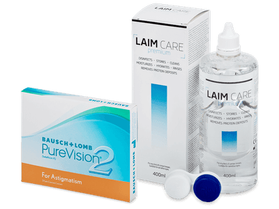 PureVision 2 for Astigmatism (3 Linsen) + Laim Care 400 ml