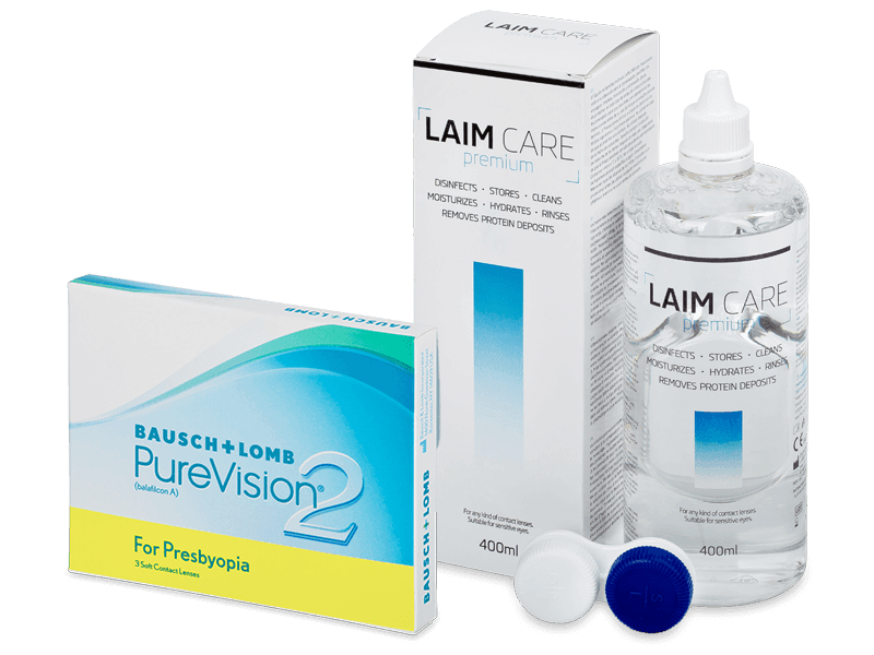 PureVision 2 for Presbyopia (3 Linsen) + Laim Care 400 ml - Spar-Set