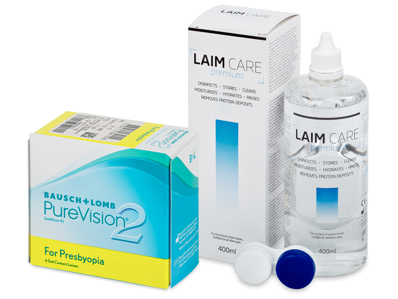 PureVision 2 for Presbyopia (6 Linsen) + Laim-Care 400 ml - Spar-Set