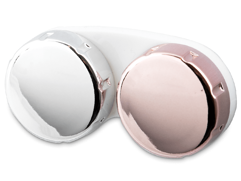 Linsenbehälter mit Spiegeleffekt - pink/silber 