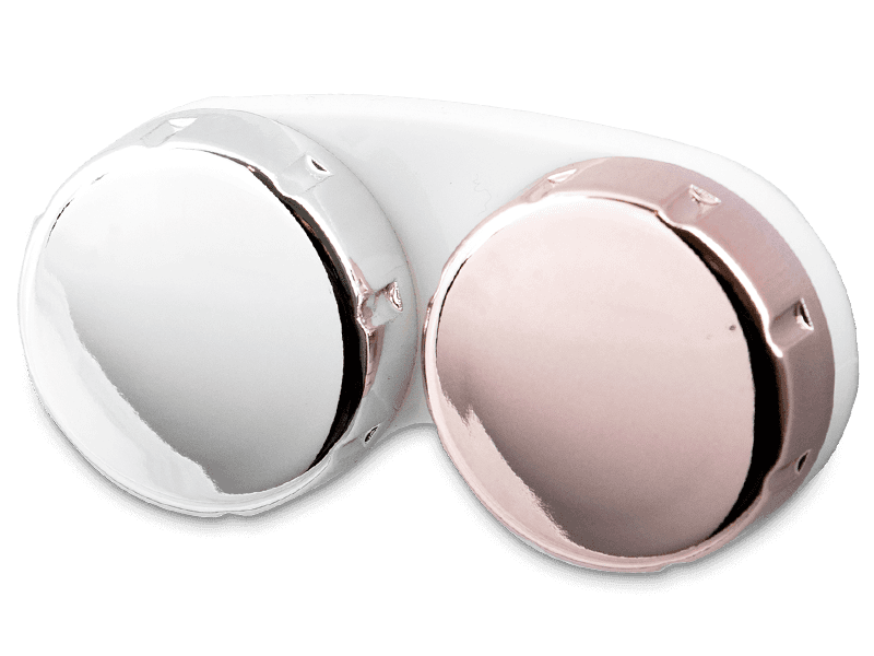 Linsenbehälter mit Spiegeleffekt - pink/silber 