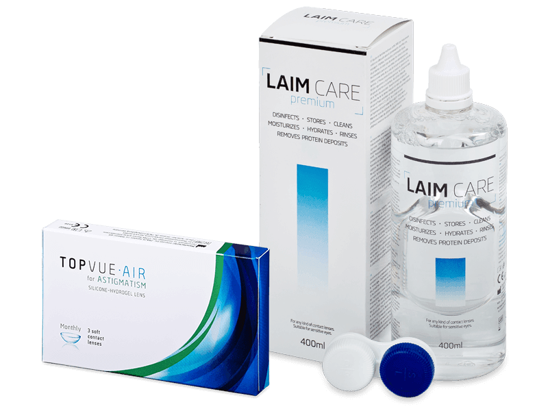 TopVue Air for Astigmatism (3 Linsen) + Laim Care 400 ml - Spar-Set