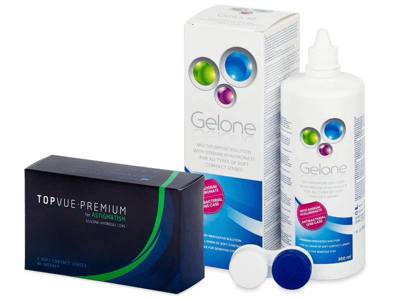 TopVue Premium for Astigmatism (6 Linsen) + Gelone 360 ml - Spar-Set
