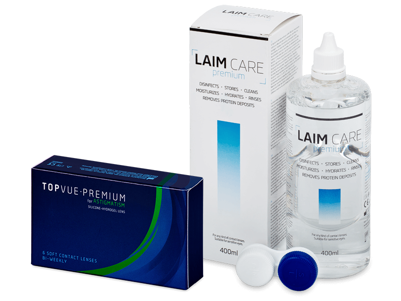 TopVue Premium for Astigmatism (6 Linsen) + Laim-Care 400 ml - Spar-Set