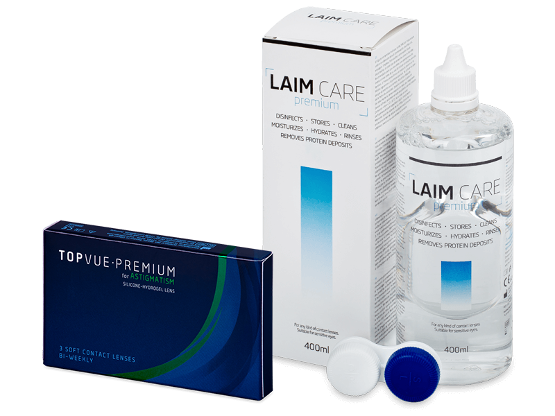 TopVue Premium for Astigmatism (3 Linsen) + Laim Care 400 ml - Spar-Set