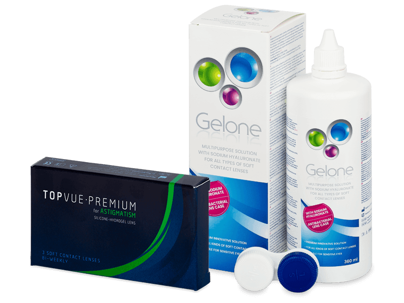 TopVue Premium for Astigmatism (3 Linsen) + Gelone 360 ml - Spar-Set