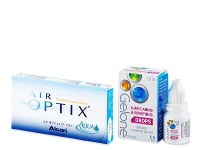 Air Optix Aqua (6 Linsen) + Gelone Drops 10 ml - Älteres Design